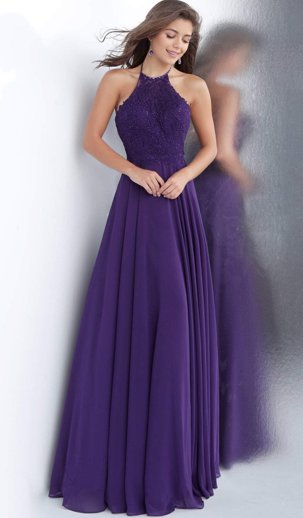 Jovani - Embroidered Halter Dress JVN64114SC - 1 pc Blush In Size 4 Available CCSALE 4 / Blush