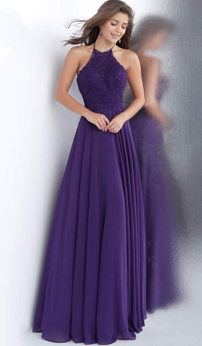 Jovani - Embroidered Halter Dress JVN64114SC - 1 pc Blush In Size 4 Available CCSALE 4 / Blush