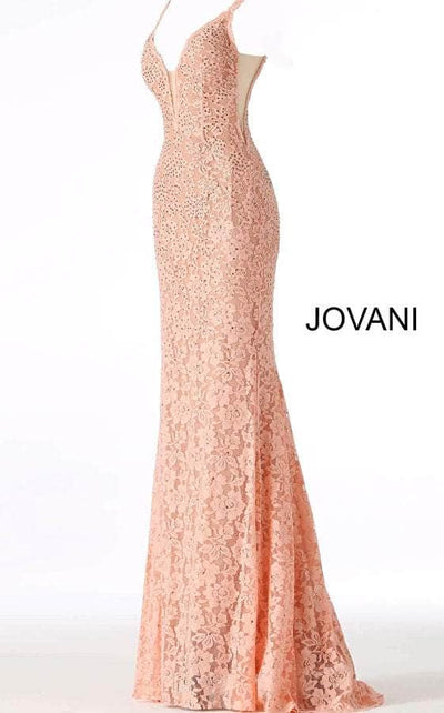 Jovani - Fitted Lace Prom Dress 48994 Prom Dresses 16 / Peach