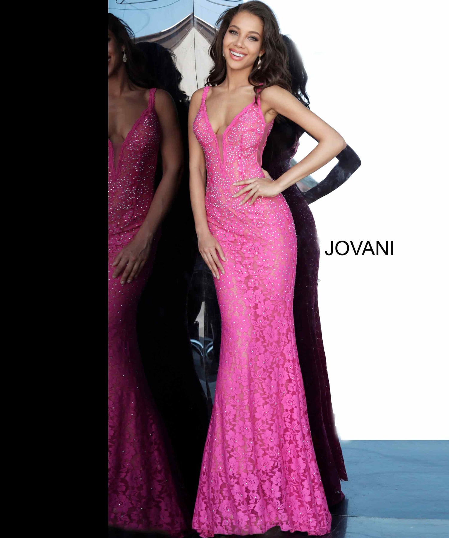 Jovani - Fitted Lace Prom Dress 48994 Prom Dresses