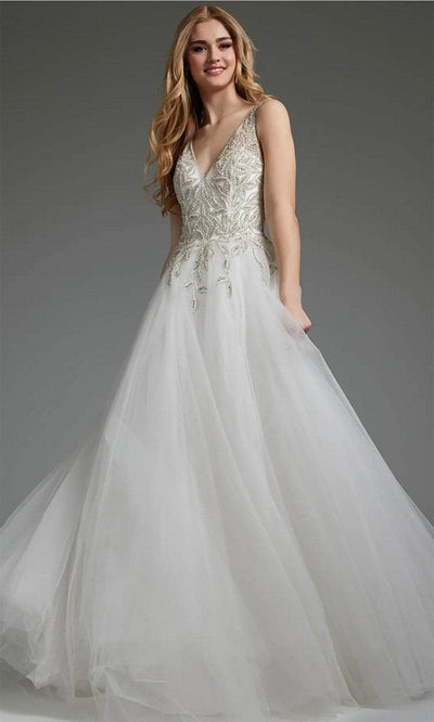 Jovani JB03500 - Tulle A-Line Bridal Gown Bridal Dresses 00  Off-White