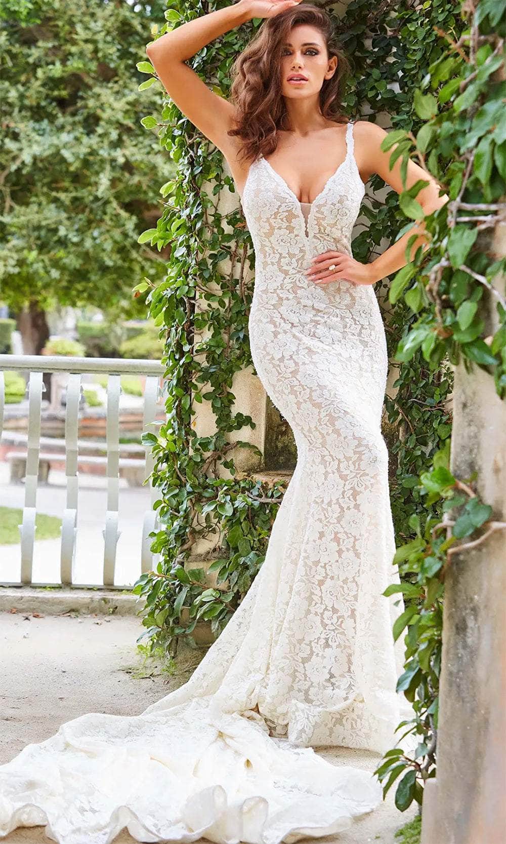 Jovani JB03864 - Beaded Lace Bridal Gown Bridal Dresses 00 / Ivory/Ivory