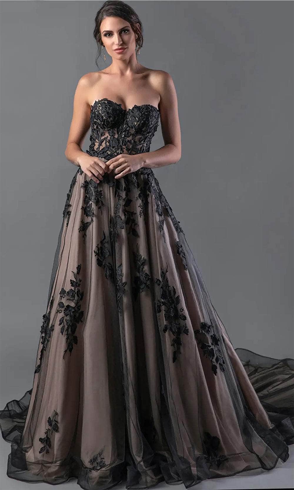 Jovani JB05361 - Corset Wedding Dress Wedding Dresses 00 / Black/Nude