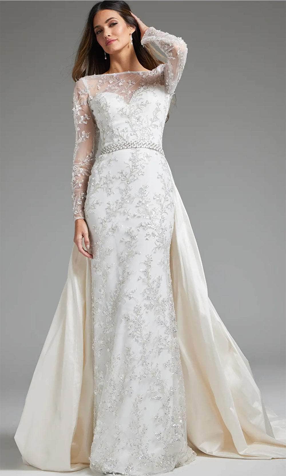 Jovani JB07376 - Illusion Bateau Bridal Gown Bridal Dresses 00  Off-White