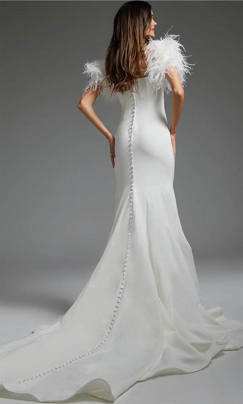 Jovani JB07433 - Feather Illusion Jewel Bridal Gown Bridal Dresses