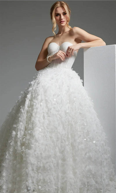 Jovani JB26295 - Corset Paillette Bridal Gown Bridal Dresses 00  Off-White