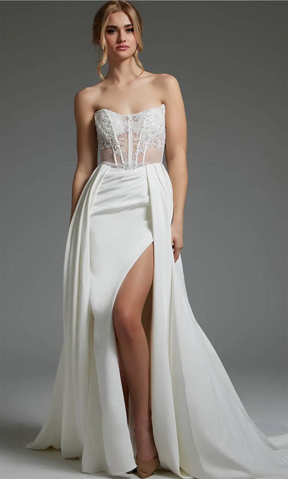 Jovani JB37128 - Illusion Corset Bridal Gown Bridal Dresses 00  Ivory