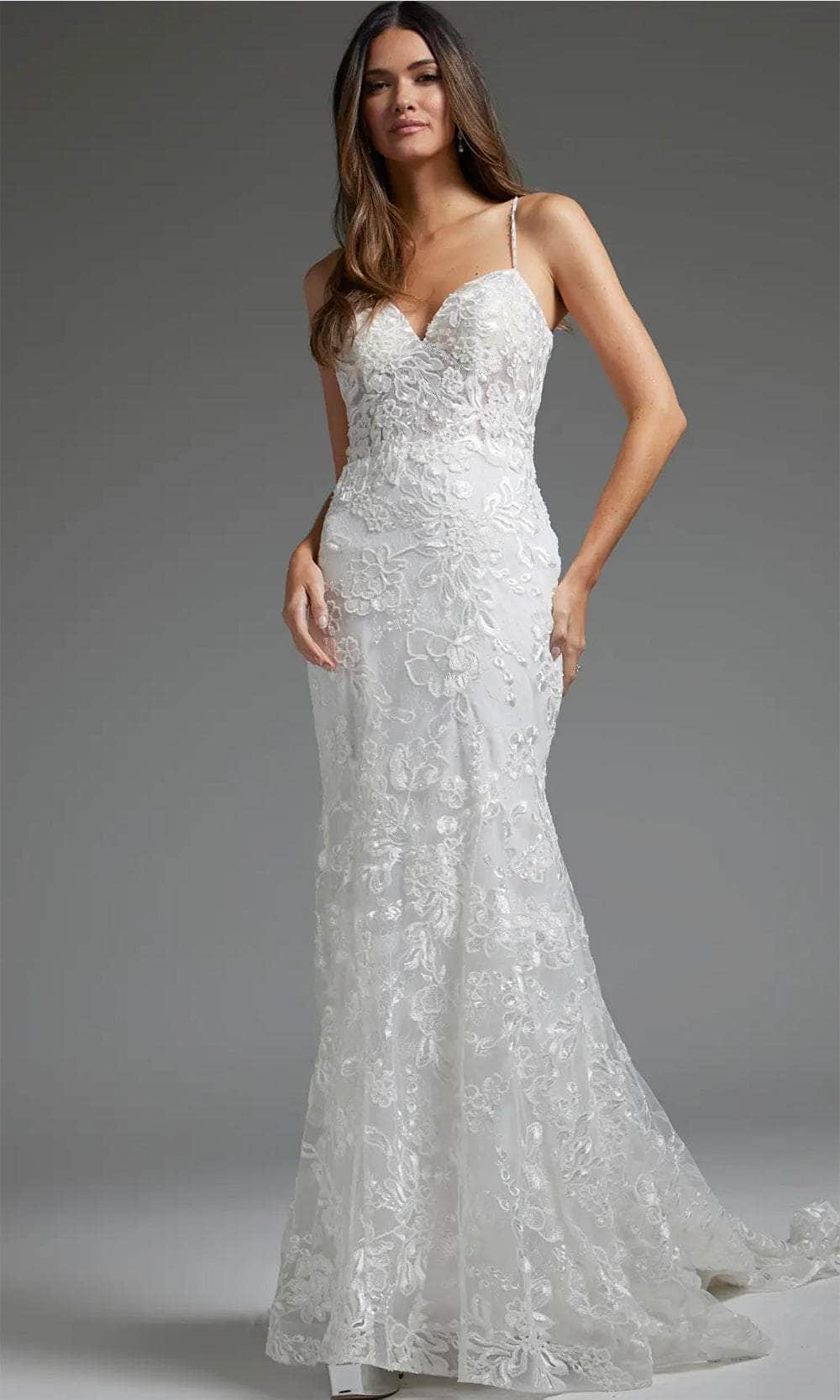 Jovani JB37538 - Spaghetti Strap Ornate Bridal Gown Bridal Dresses