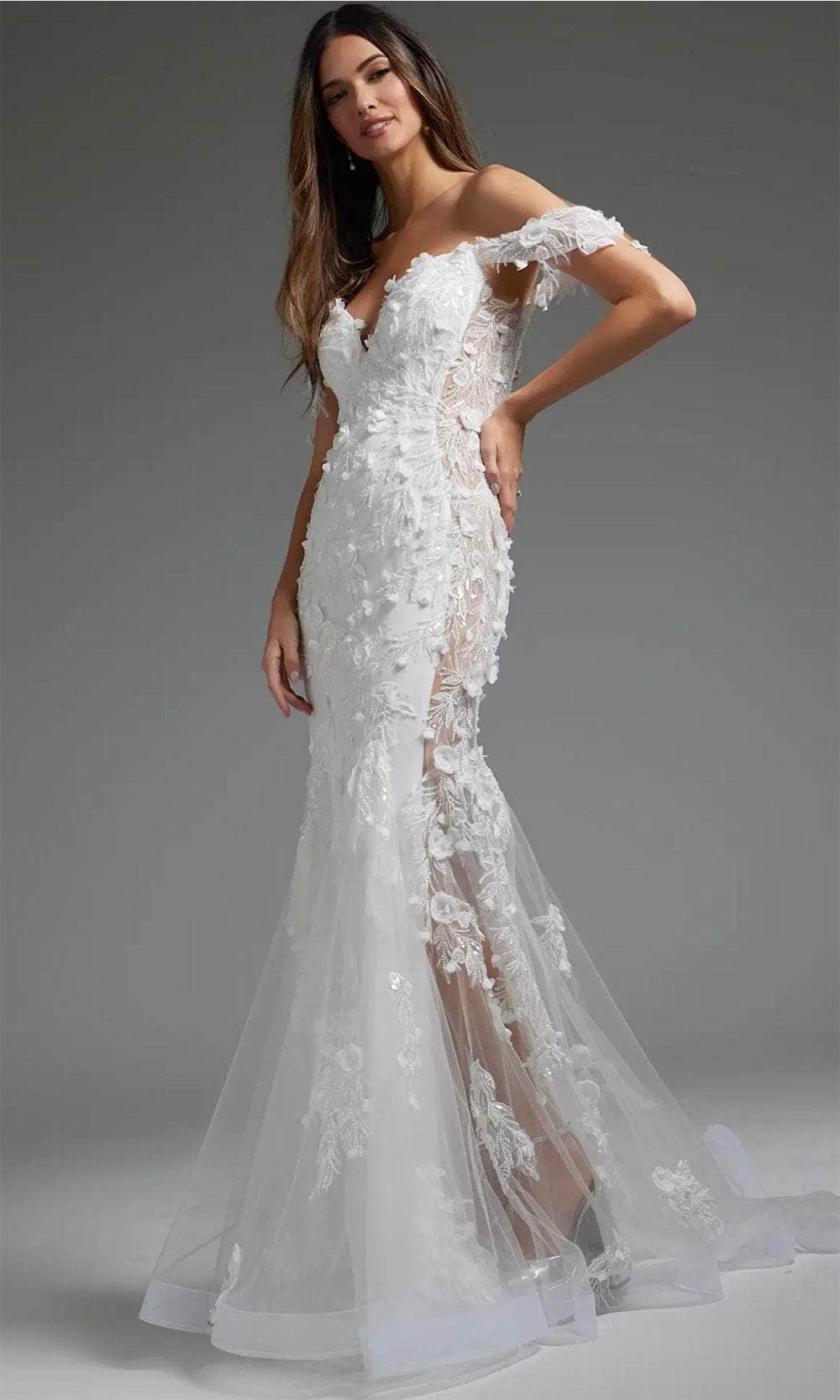 Jovani JB38224 - Illusion Applique Bridal Gown Bridal Dresses