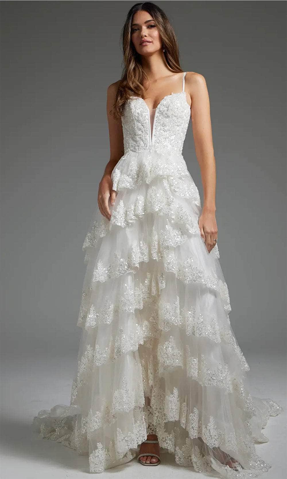 Jovani JB38641 - Beaded A-Line Bridal Gown Bridal Dresses 00  White