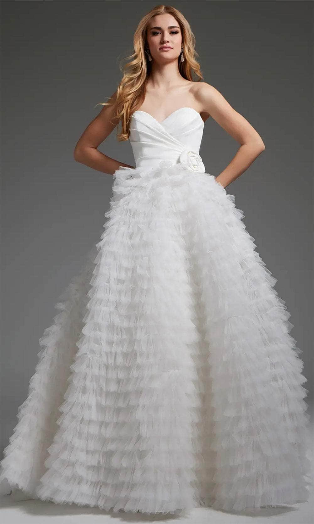 Jovani JB38958 - Ruffled A-Line Bridal Gown Bridal Dresses