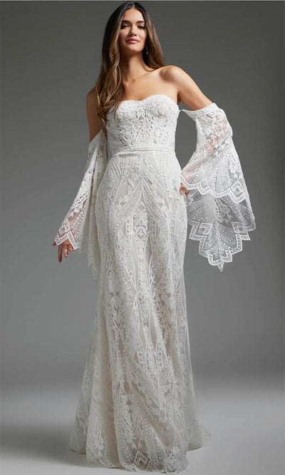 Jovani JB39162 - Detachable Sleeve Bridal Gown Bridal Dresses 00  Off-White