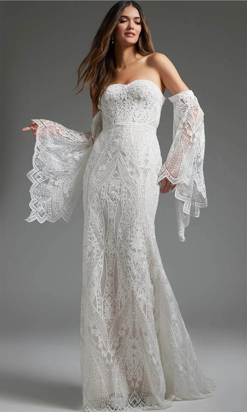 Jovani JB39162 - Bell Sleeve Lace Bridal Gown Bridal Dresses