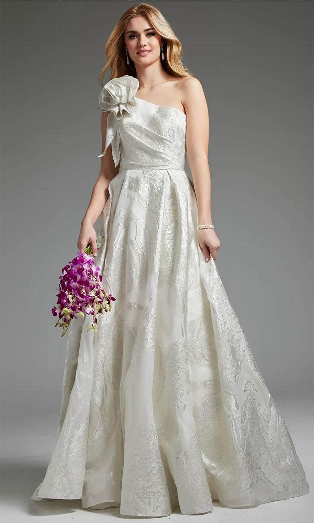 Jovani JB39218 - Rosette Draped Bridal Gown Bridal Dresses 00  Off-White