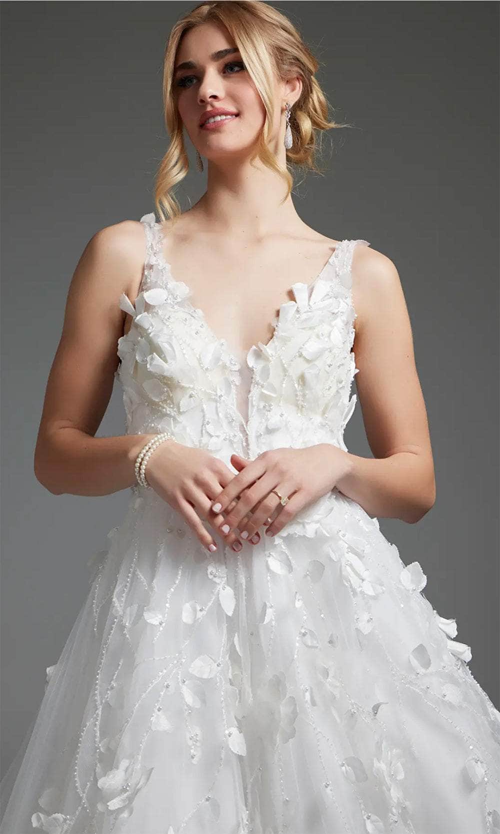 Jovani JB40511 - Applique V-Neck Bridal Gown Bridal Dresses