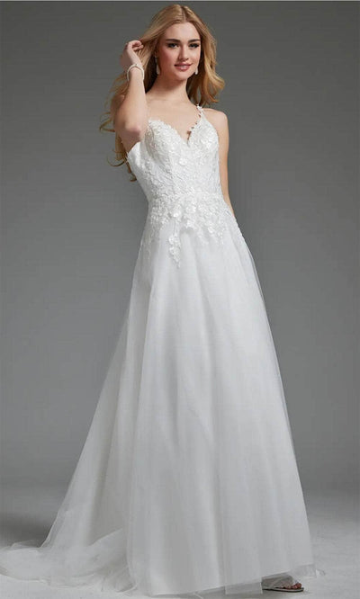 Jovani JB40513 - Lace Detailed Bridal Gown Bridal Dresses 00  Ivory