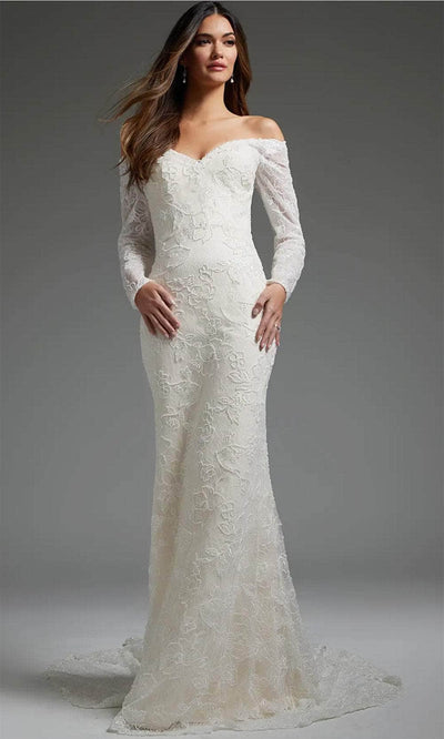 Jovani JB40591 - Long Sleeve Lace Bridal Gown Bridal Dresses 00  Off-White