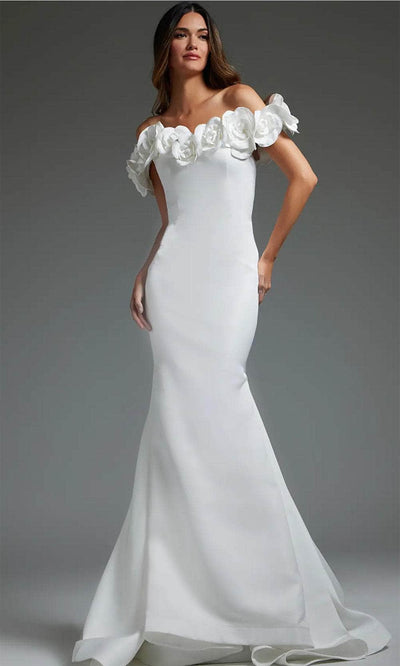 Jovani JB40594 - Rosette Off Shoulder Bridal Gown Bridal Dresses 00  Off-White