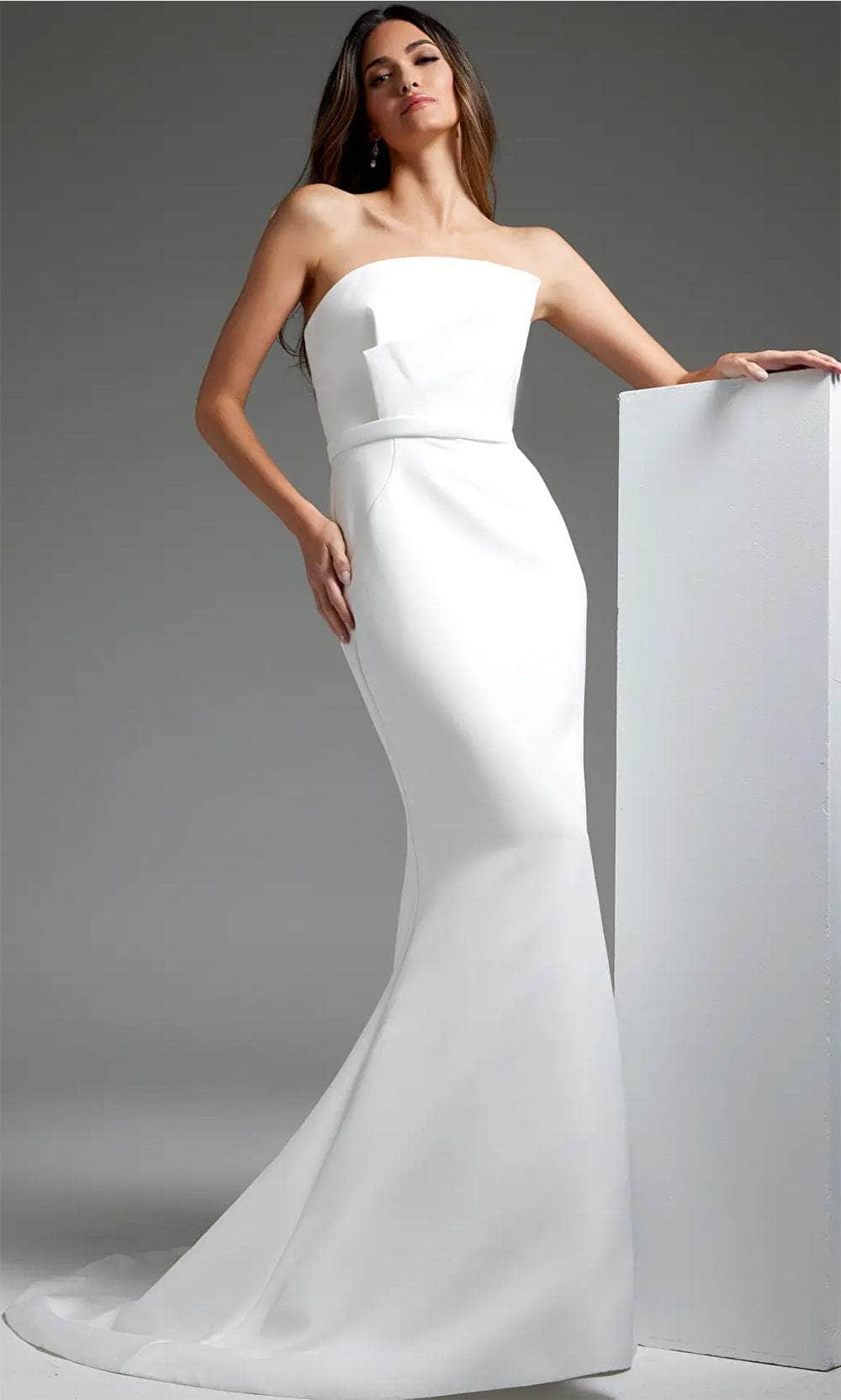 Jovani JB40597 - Strapless Pleated Bodice Bridal Dress Bridal Dresses 00  Off-White