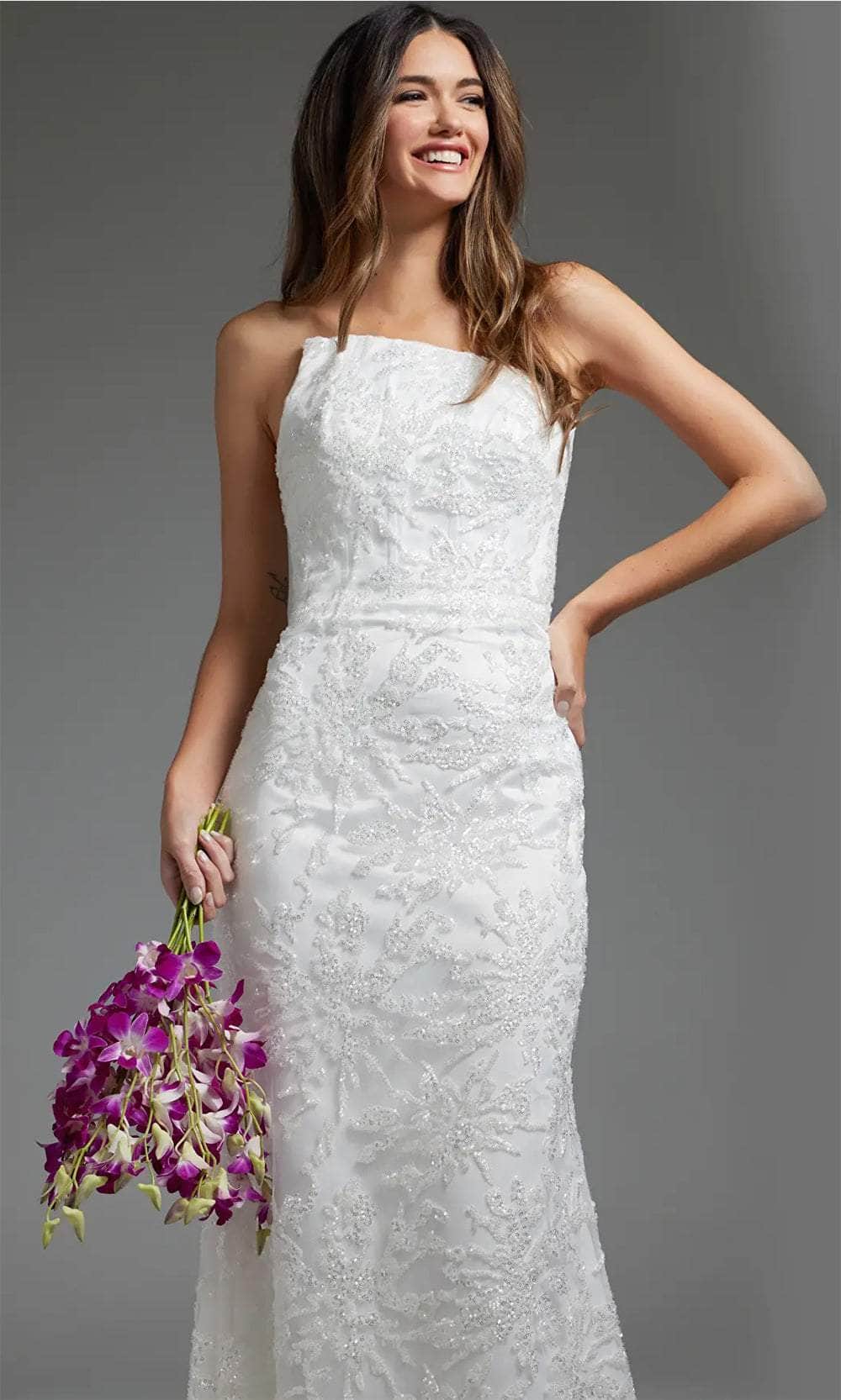 Jovani JB40608 - Strapless Bodice Sheath Bridal Gown Bridal Dresses