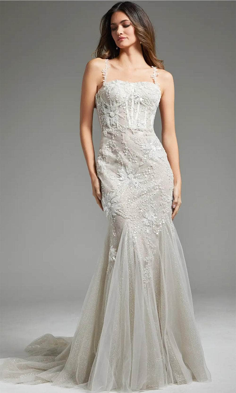 Jovani JB40631 - Beaded Appliqued Mermaid Bridal Gown Bridal Dresses