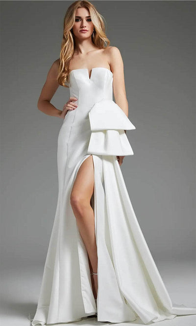 Jovani JB40791 - Peplum Strapless Bridal Gown Wedding Dresses 00  Off-White