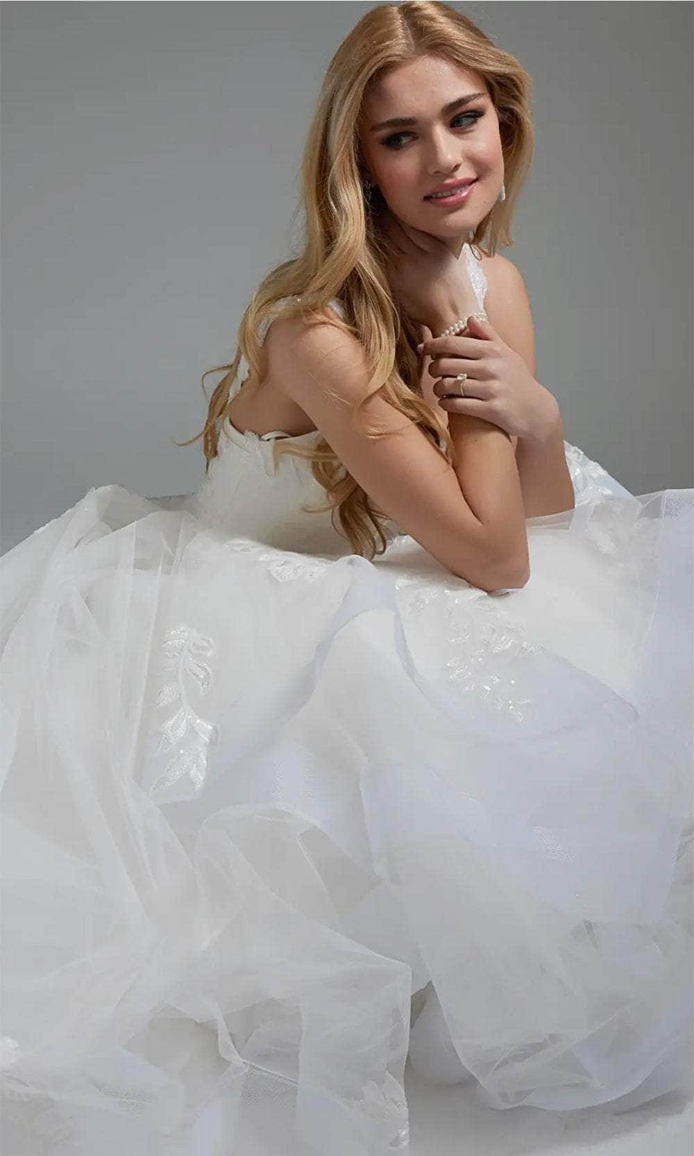 Jovani JB41002 - Plunging Neckline Tulle Bridal Gown  Bridal Dresses