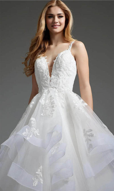Jovani JB41002 - Plunging Neckline Tulle Bridal Gown  Bridal Dresses