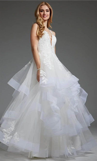 Jovani JB41002 - Plunging Neckline Tulle Bridal Gown  Bridal Dresses