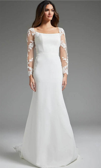 Jovani JB42297 - Illusion Embroidered Back Bridal Gown Wedding Dresses 00  Ivory/Nude