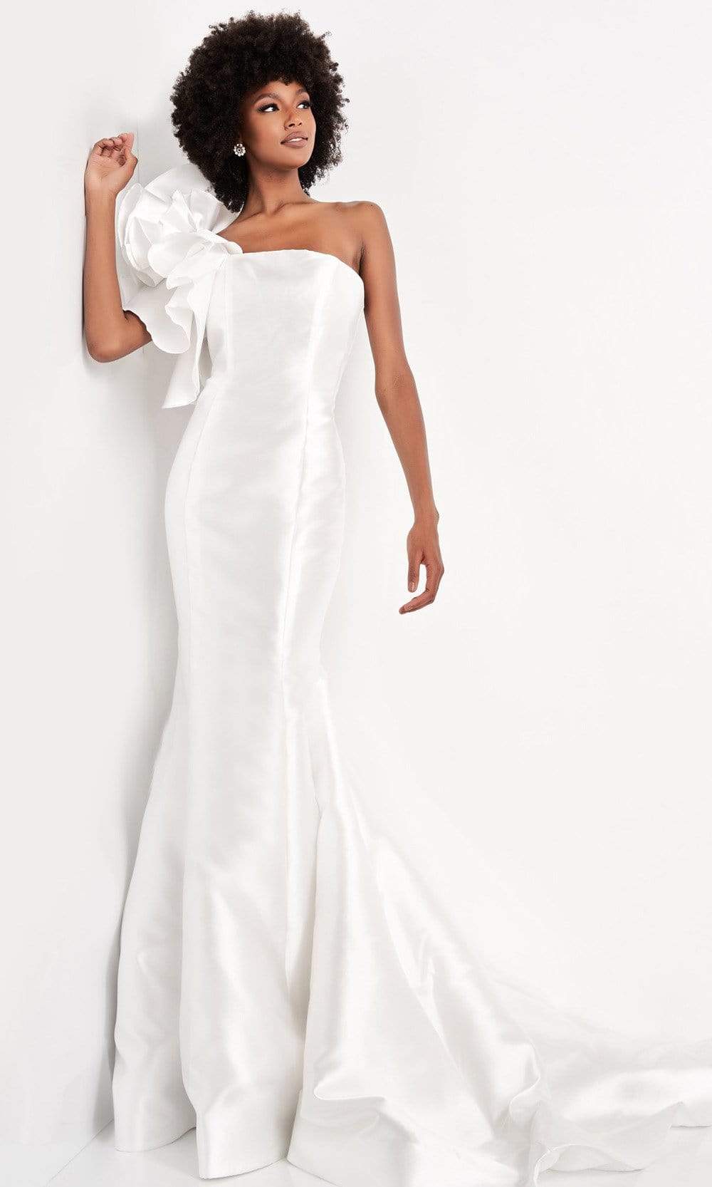 Jovani - JVN00650 Oversized Floral Detail One Shoulder Gown Prom Dresses