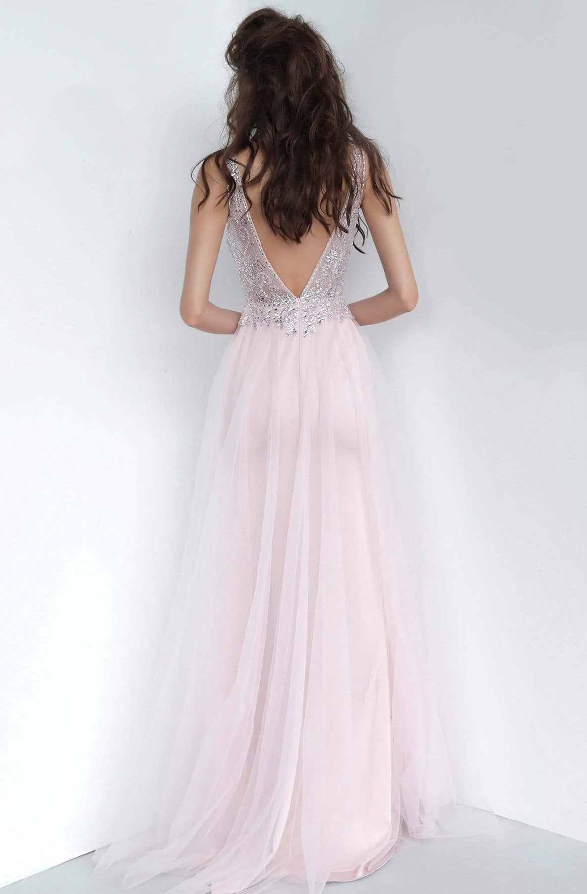 Jovani - JVN02253 Ornate Plunging Bodice Long Overskirt Gown Evening Dresses