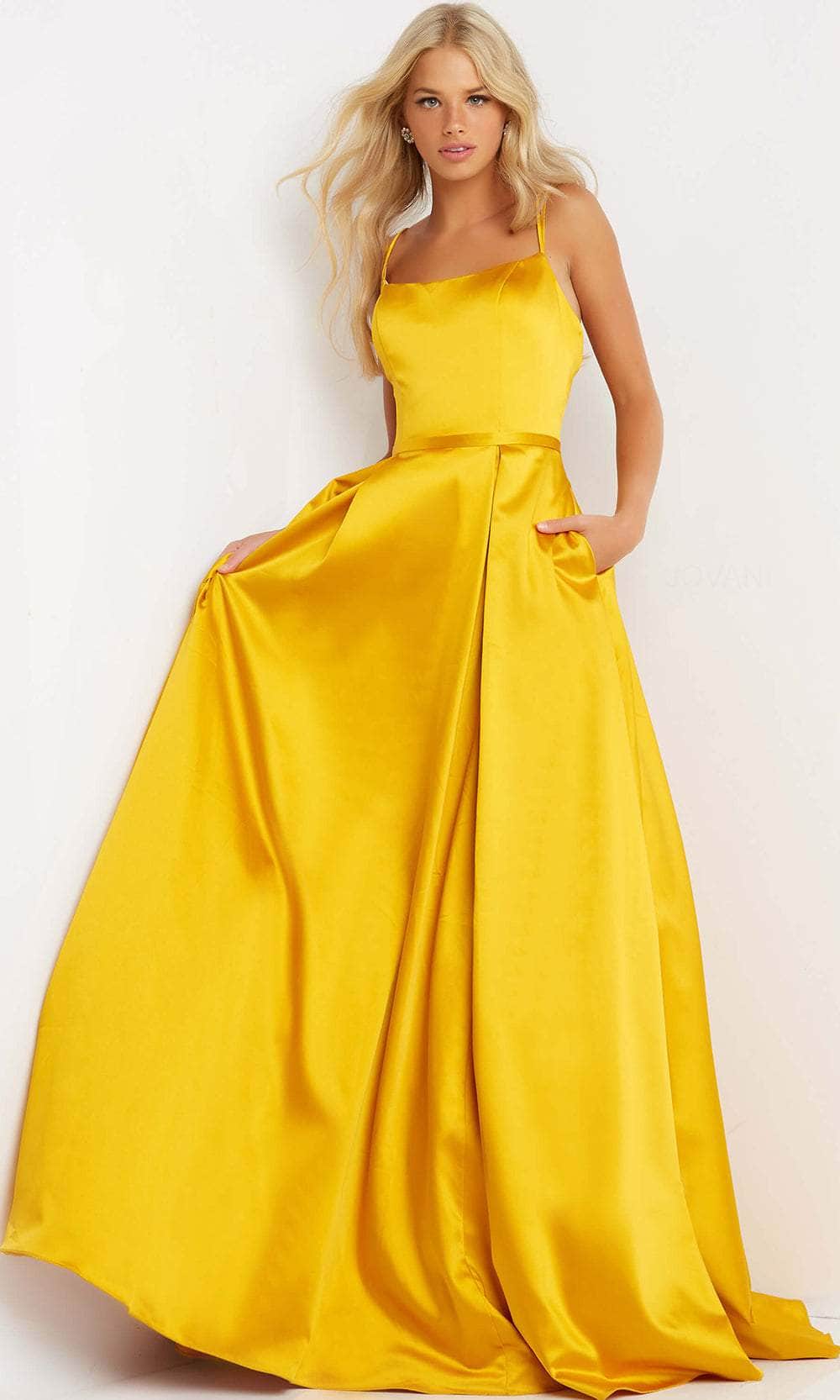 Jovani JVN02536 - Strappy Back Satin Prom Dress Prom Dresses