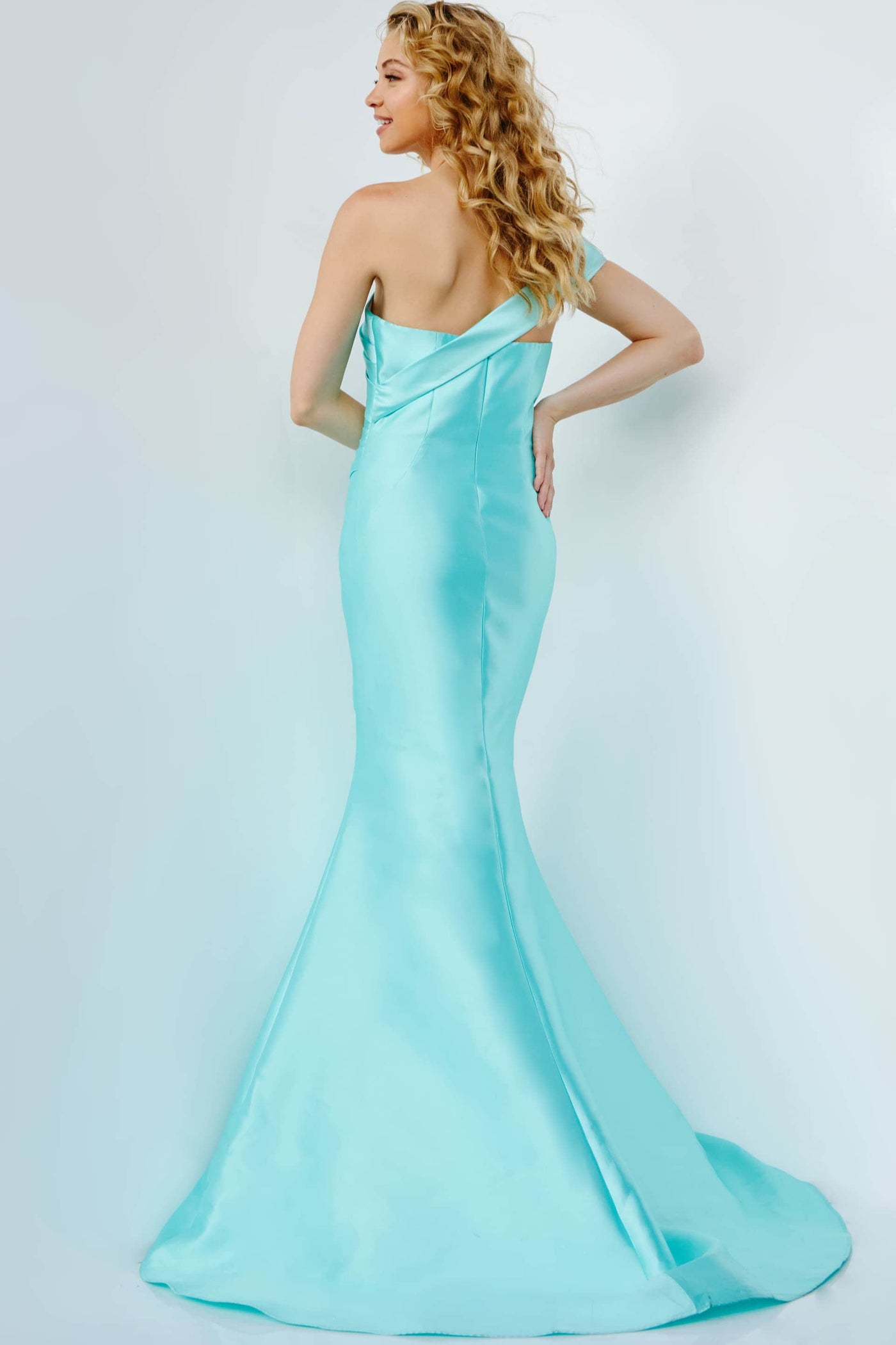 Jovani - JVN04723 Pleated Bodice One Shoulder Mermaid Gown Prom Dresses