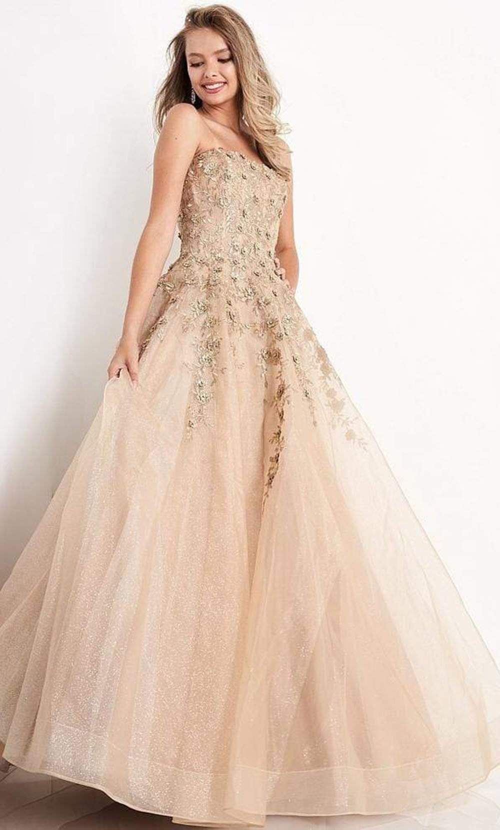 JVN by Jovani jovani_JVN05451 - Long Ballgown Dress - Glitter Tulle, 3D Floral Appliques, Embroidery, Strapless, Corset Bodice, Fully Lined Skirt, JVN by Jovani jovani_JVN05451 - Long Ballgown Dress - Glitter Tulle, 3D Floral Appliques, Embroidery, Strapless, Corset Bodice, Fully Lined Skirt,