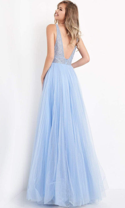 Jovani - JVN05818 Embellished Deep V Neck A-line Gown Prom Dresses