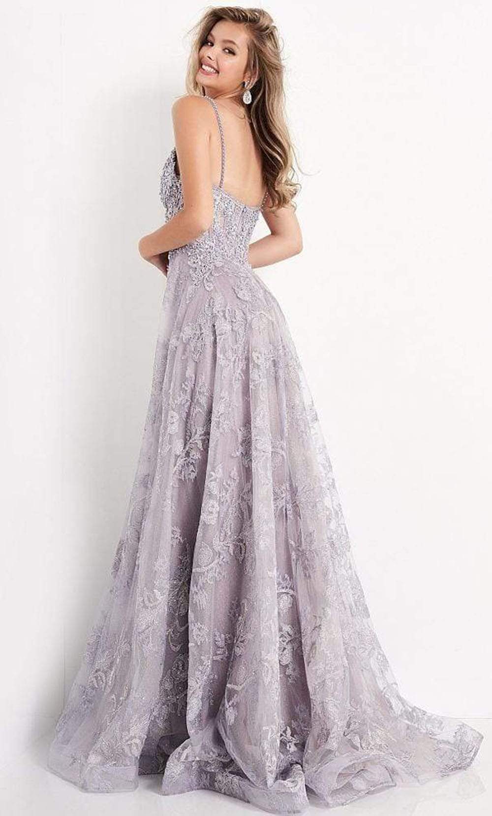Jovani - JVN06474 Appliqued Corset Bodice A-Line Gown Prom Dresses