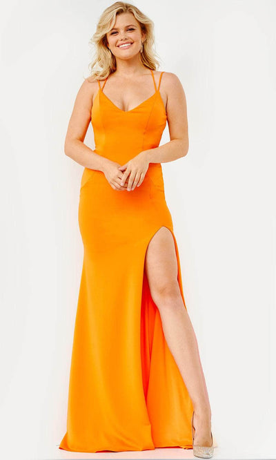 Jovani JVN07402 - Tie Strap Sheath Prom Dress Prom Dresses 00 / Orange