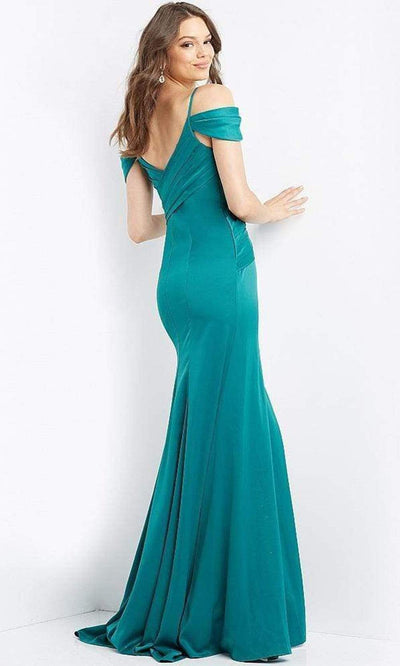 Jovani - JVN08414 Cold Shoulder Pleated Bodice High Slit Long Dress Special Occasion Dress