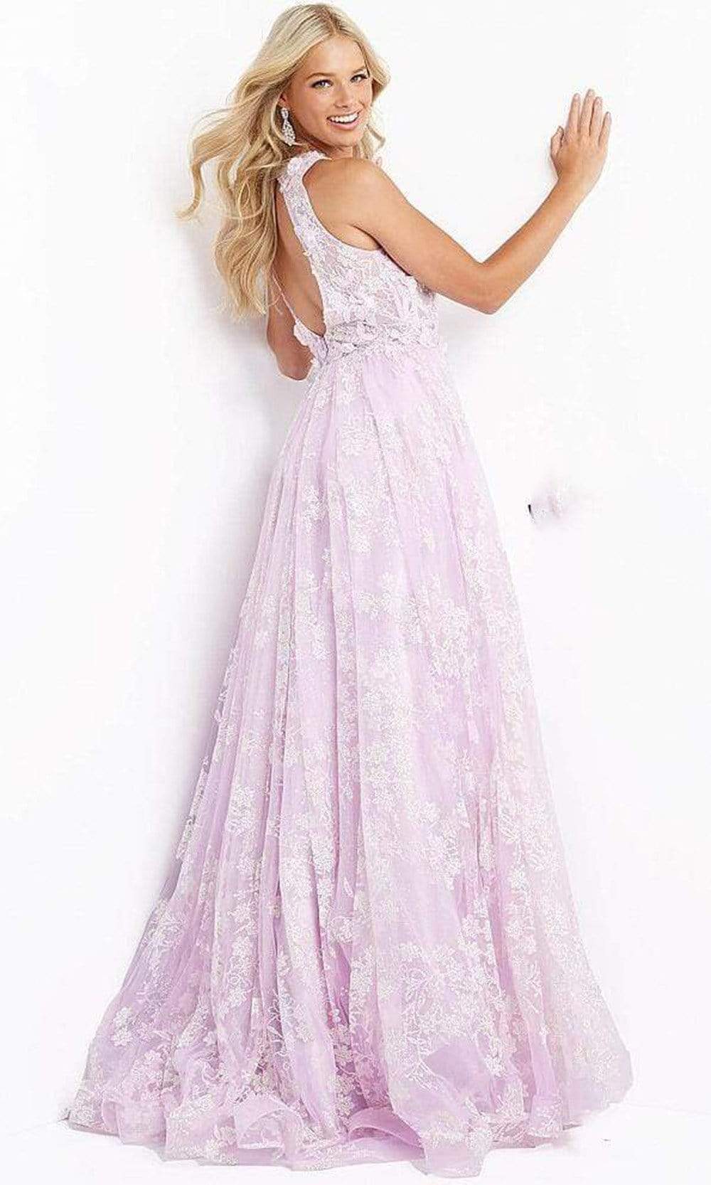 Jovani - JVN08567 Halter Floral A-line Gown Prom Dresses