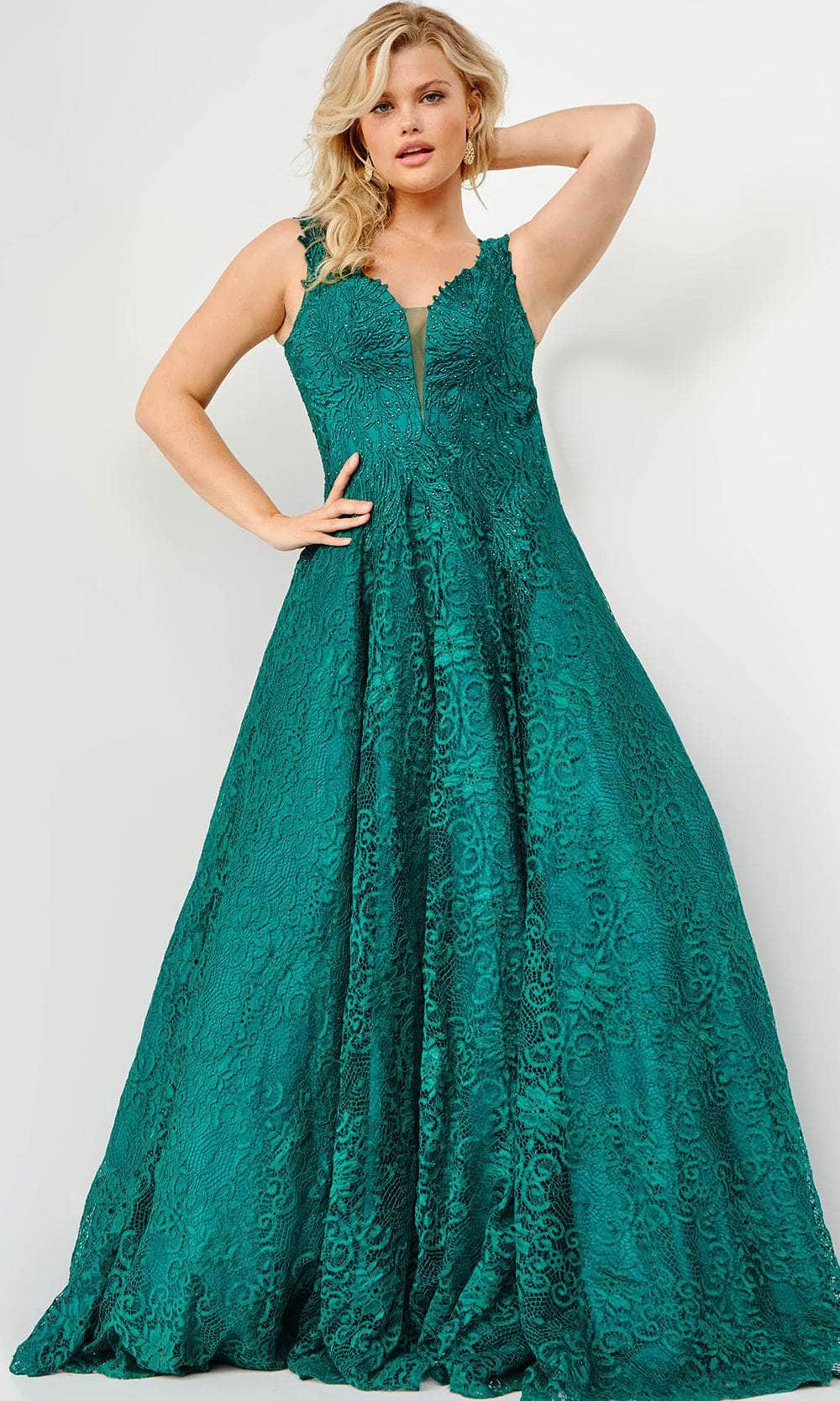 Jovani JVN09555 - Wide Strap Embroidered Ballgown Prom Dresses