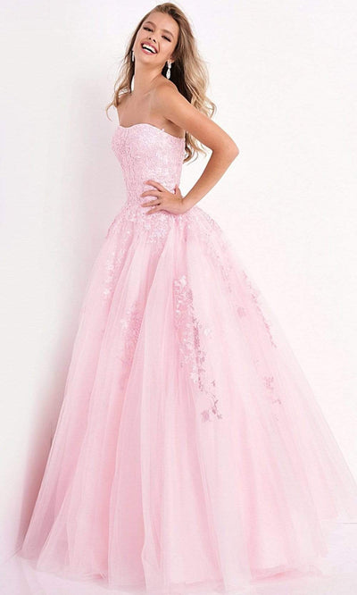 Jovani - JVN1831 Strapless Sweetheart Neckline Embroidered Tulle Gown Prom Dresses