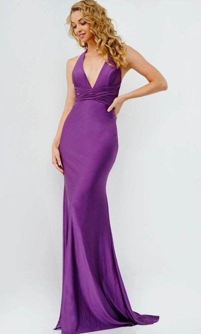 Jovani JVN23202 - Halter Empire Evening Dress Evening Dresses 00 / Purple