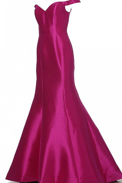 Jovani - JVN3245 Off-Shoulder Long Mermaid Dress Pageant Dresses 00 / Magenta