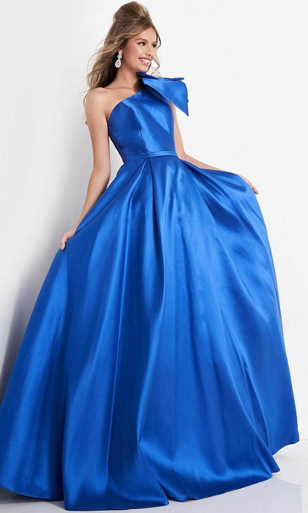 Jovani - JVN4355 Bow Accented One Shoulder Ballgown Ball Gowns