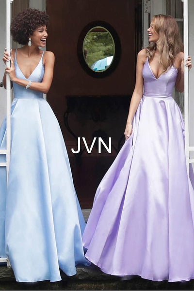 Jovani - JVN66673 Plunging V-neck Ballgown With Cutout Ball Gowns 00 / Lavender