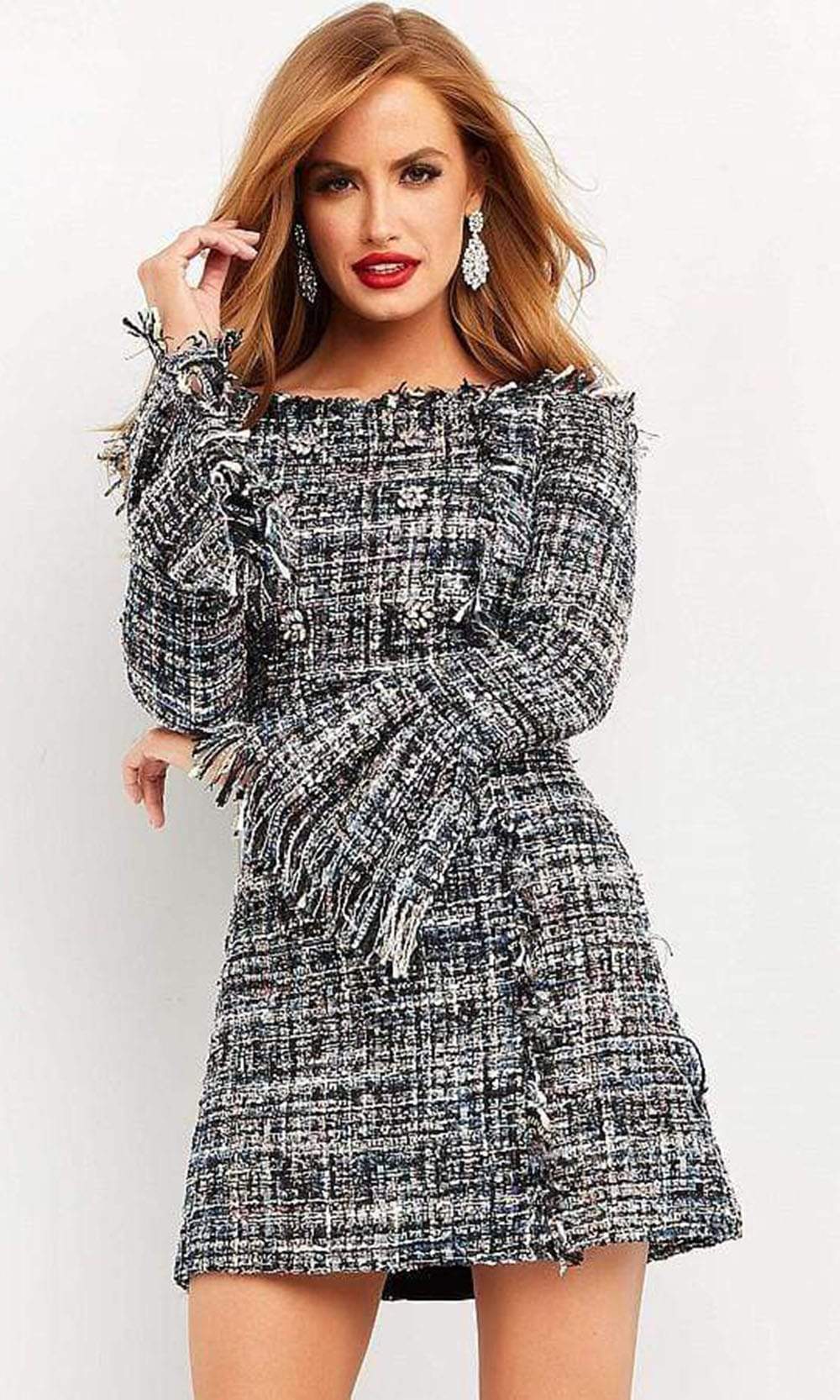 Jovani - M03273 Off Shoulder A-Line Short Dress Cocktail Dresses 00 / Multi