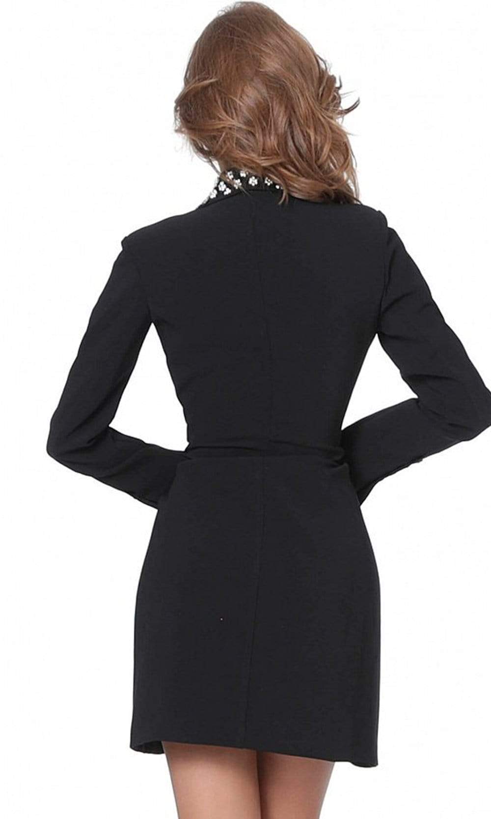 Jovani - M03416 Long Sleeve Bejeweled Collar Blazer Dress Cocktail Dresses