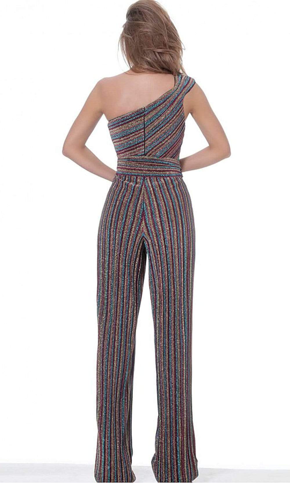 Jovani - M03528 Colorful Asymmetrical Jumpsuit Evening Dresses