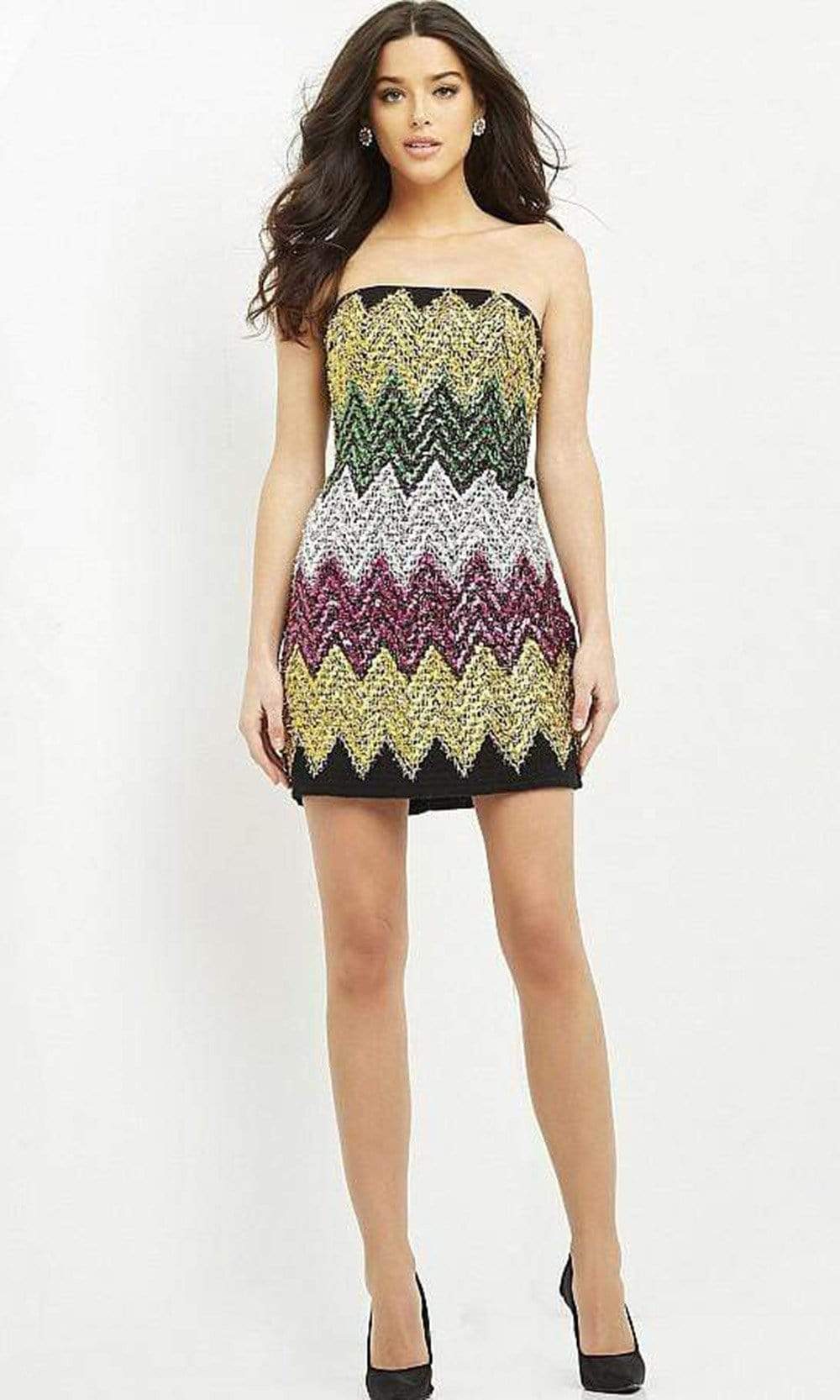 Jovani - M05036 Zigzag Embellished Colorful Dress Special Occasion Dress 00 / Multi
